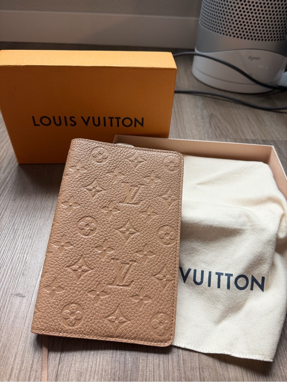 Louis Vuitton Embossed Monogram Leather Notebook Cover in Beige